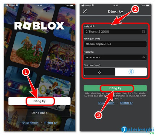 Cách đăng ký tài khoản Roblox