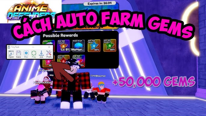 Auto farm gem anime defenders