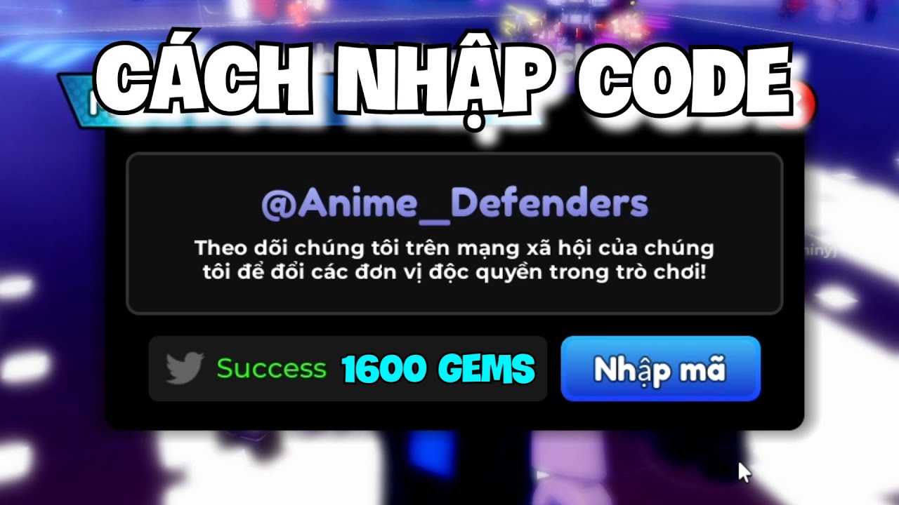 Cách nhập mã code anime defenders