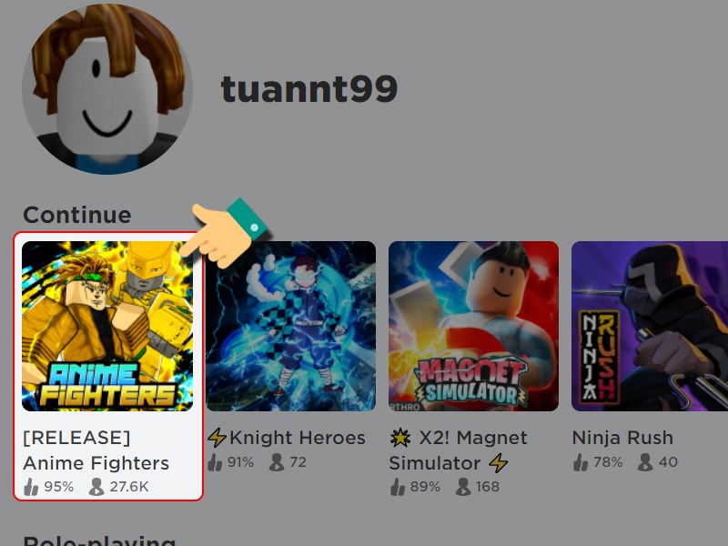 Khởi động trò chơi Anime Fighters Simulator 