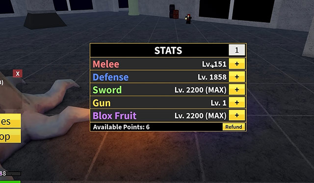 Sử dụng điểm cộng - Cách chơi Blox Fruit lên cấp nhanh